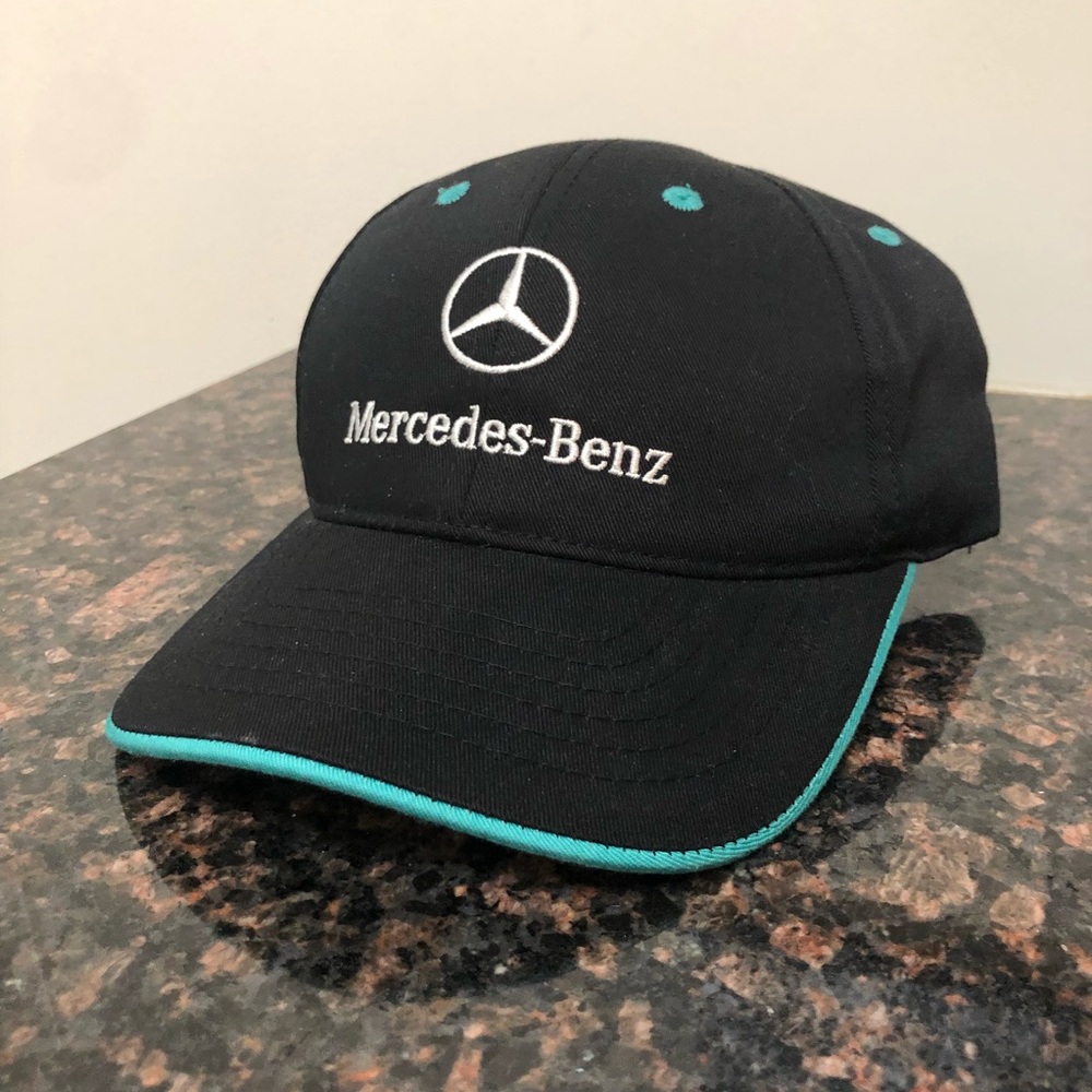 Mercedes-Benz Black and Turquoise Baseball Cap 🧢